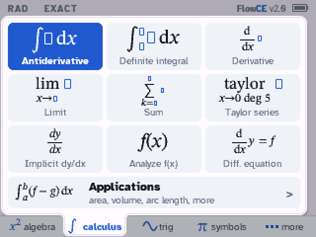 Calculus, Applications, Area between curves: the form filled in, the area, its steps