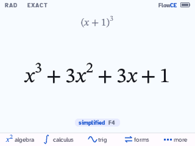The forms menu showing other forms of an answer