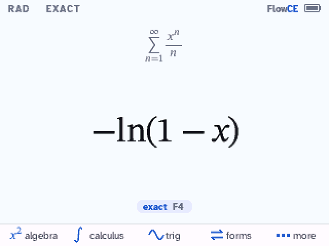 A power series summed to minus ln of 1 minus x