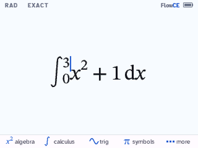 A definite integral being typed in 2D